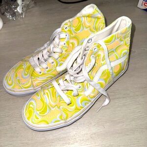 Yellow and White High-Top Sneakers